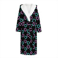 Pink And Blue Lights Heart Pattern Print Hooded Bathrobe