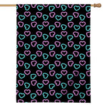 Pink And Blue Lights Heart Pattern Print House Flag