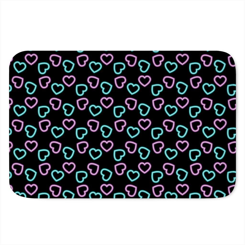 Pink And Blue Lights Heart Pattern Print Indoor Door Mat