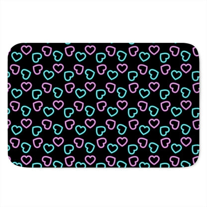 Pink And Blue Lights Heart Pattern Print Indoor Door Mat