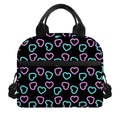 Pink And Blue Lights Heart Pattern Print Insulated Lunch Bag