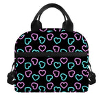 Pink And Blue Lights Heart Pattern Print Insulated Lunch Bag