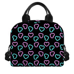 Pink And Blue Lights Heart Pattern Print Insulated Lunch Bag