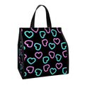 Pink And Blue Lights Heart Pattern Print Insulated Lunch Tote
