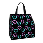 Pink And Blue Lights Heart Pattern Print Insulated Lunch Tote