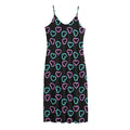 Pink And Blue Lights Heart Pattern Print Jersey Midi Cami Dress