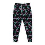 Pink And Blue Lights Heart Pattern Print Jogger Pants