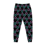 Pink And Blue Lights Heart Pattern Print Jogger Pants
