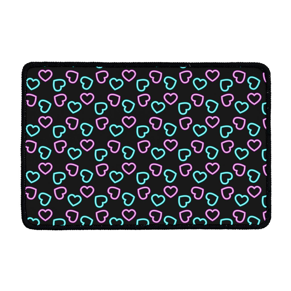 Pink And Blue Lights Heart Pattern Print Kitchen Mat