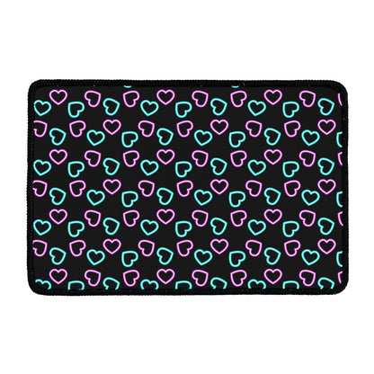Pink And Blue Lights Heart Pattern Print Kitchen Mat