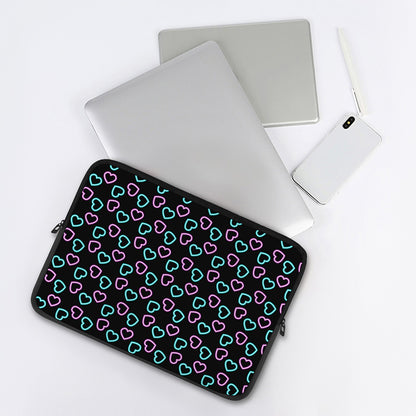 Pink And Blue Lights Heart Pattern Print Laptop Sleeve