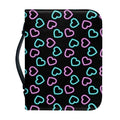 Pink And Blue Lights Heart Pattern Print Leather Bible Cover