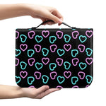 Pink And Blue Lights Heart Pattern Print Leather Bible Cover