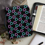 Pink And Blue Lights Heart Pattern Print Leather Bible Cover