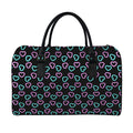 Pink And Blue Lights Heart Pattern Print Leather Duffel Bag