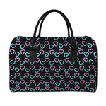 Pink And Blue Lights Heart Pattern Print Leather Duffle Bag