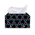 Pink And Blue Lights Heart Pattern Print Leather Tissue Box Cover