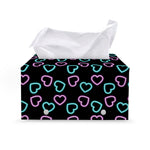 Pink And Blue Lights Heart Pattern Print Leather Tissue Box Cover