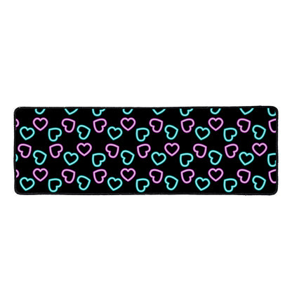 Pink And Blue Lights Heart Pattern Print Long Kitchen Mat