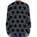 Pink And Blue Lights Heart Pattern Print Long Sleeve Baseball Jersey