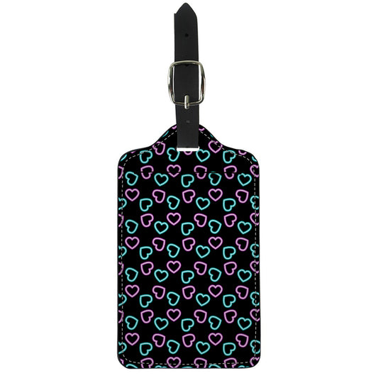 Pink And Blue Lights Heart Pattern Print Luggage Tag