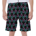 Pink And Blue Lights Heart Pattern Print Men's Beach Shorts