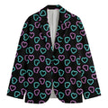 Pink And Blue Lights Heart Pattern Print Men's Blazer