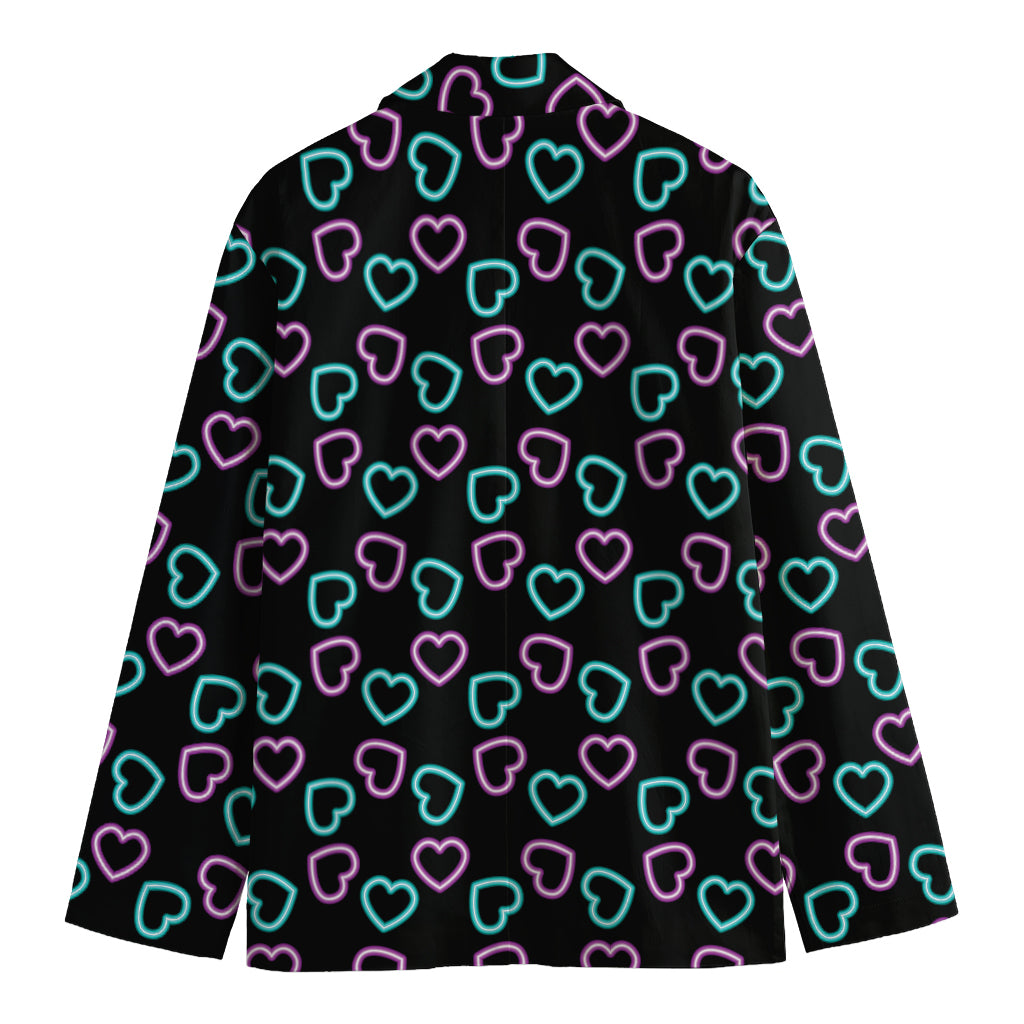 Pink And Blue Lights Heart Pattern Print Men's Blazer