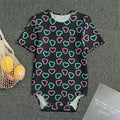 Pink And Blue Lights Heart Pattern Print Men's Bodysuit