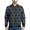 Pink And Blue Lights Heart Pattern Print Men's Bomber Jacket