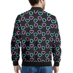 Pink And Blue Lights Heart Pattern Print Men's Bomber Jacket