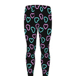 Pink And Blue Lights Heart Pattern Print Men's leggings
