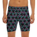 Pink And Blue Lights Heart Pattern Print Men's Long Boxer Briefs