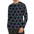 Pink And Blue Lights Heart Pattern Print Men's Long Sleeve Rash Guard