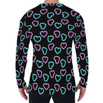 Pink And Blue Lights Heart Pattern Print Men's Long Sleeve T-Shirt