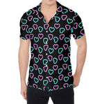 Pink And Blue Lights Heart Pattern Print Men's Shirt
