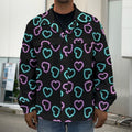 Pink And Blue Lights Heart Pattern Print Men's Shirt Jacket