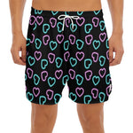 Pink And Blue Lights Heart Pattern Print Men's Split Running Shorts