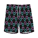 Pink And Blue Lights Heart Pattern Print Men's Sports Shorts