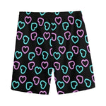Pink And Blue Lights Heart Pattern Print Men's Sports Shorts