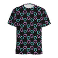 Pink And Blue Lights Heart Pattern Print Men's Athletic T-Shirt