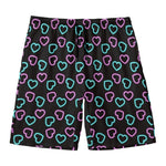 Pink And Blue Lights Heart Pattern Print Men's Swim Trunks