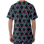 Pink And Blue Lights Heart Pattern Print Men's Velvet T-Shirt