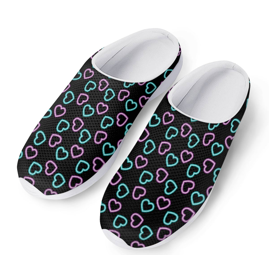 Pink And Blue Lights Heart Pattern Print Mesh Casual Shoes