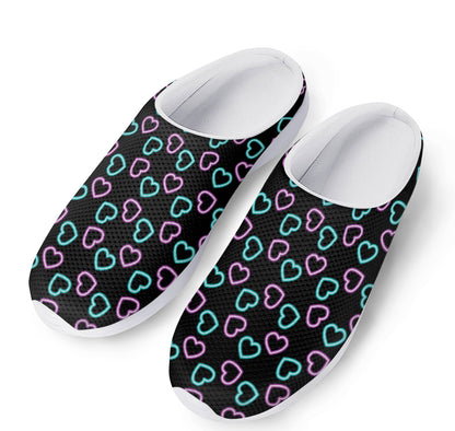 Pink And Blue Lights Heart Pattern Print Mesh Casual Shoes