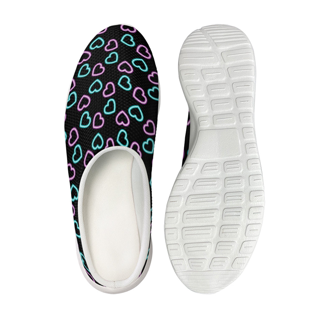 Pink And Blue Lights Heart Pattern Print Mesh Casual Shoes