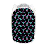 Pink And Blue Lights Heart Pattern Print Mesh Laundry Hamper