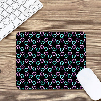 Pink And Blue Lights Heart Pattern Print Mouse Pad
