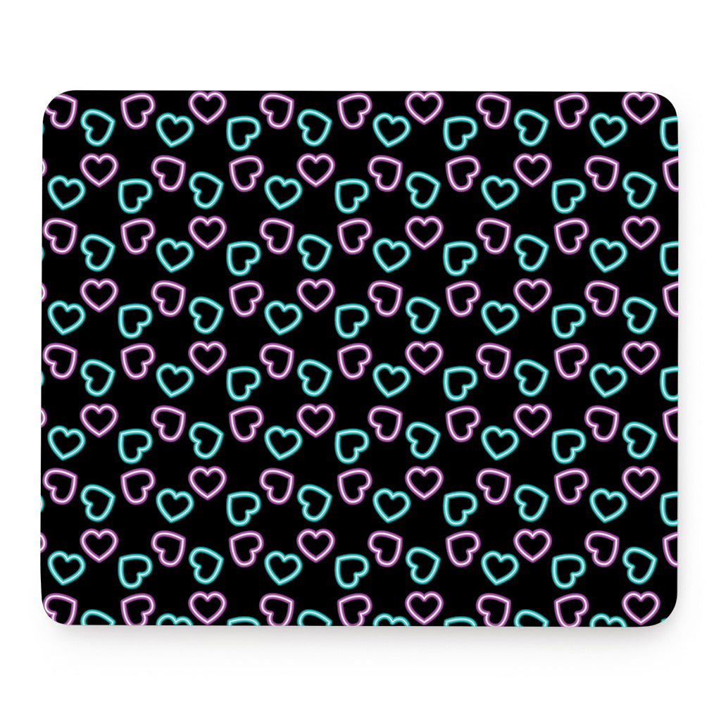 Pink And Blue Lights Heart Pattern Print Mouse Pad
