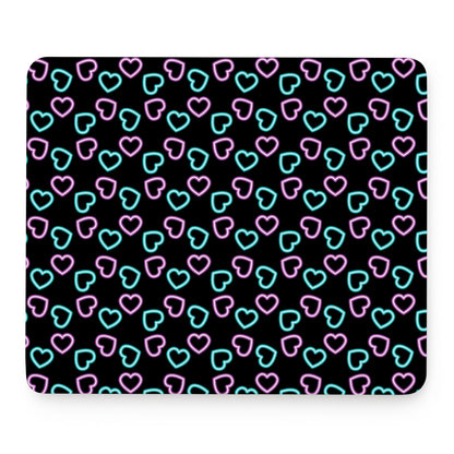 Pink And Blue Lights Heart Pattern Print Mouse Pad